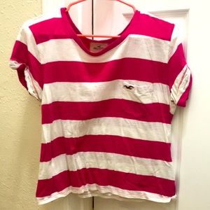 Pink and white striped crop top